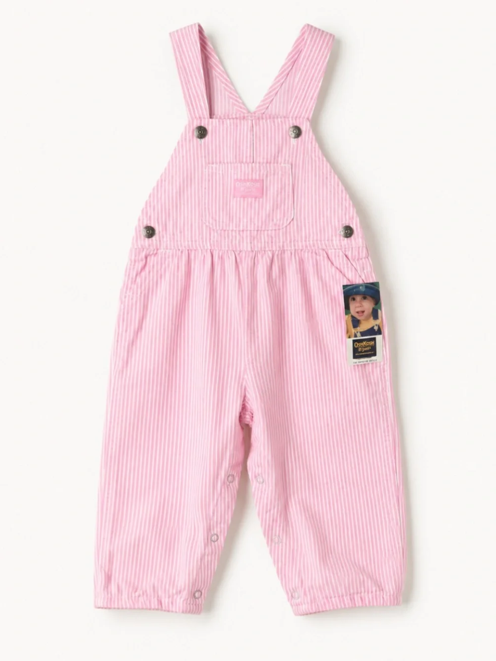 OshKosh B'gosh Vintage Made in US Pink Railroad Striped Overalls NEW